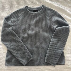 Mongolian Cashmere Fisherman Crewneck Sweater / Dusty Blue / S